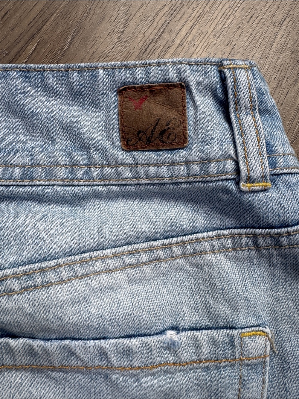 American Eagle Vintage Denim Mini Skirt Sz 2 Distressed Y2K - Picture 11 of 11